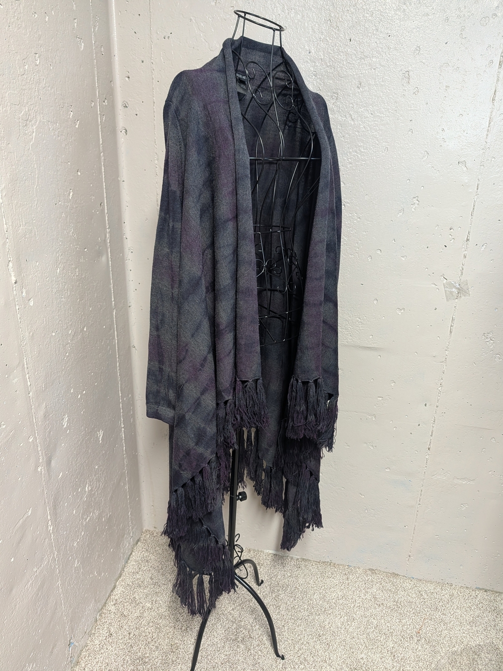 Lafayette 148 Extra Fine Wool Tie Dye Fringe Cardigan